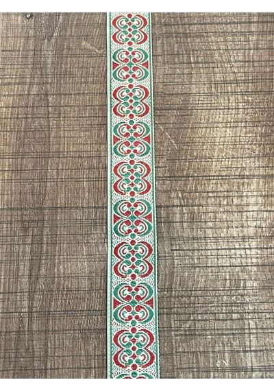 2 Cm En Etnik Ve Bohem Desenli Kırmızı Nakış Işleme Dekoratif Aksesuar Şerit 1 Metre