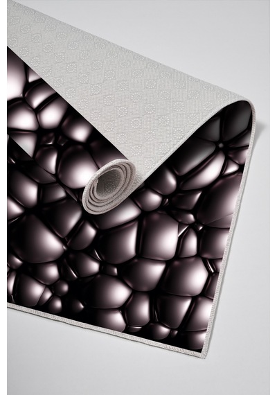 Kaymaz Dijital Mutfak & Salon Halı Trend Geometrik E5009 Siyah