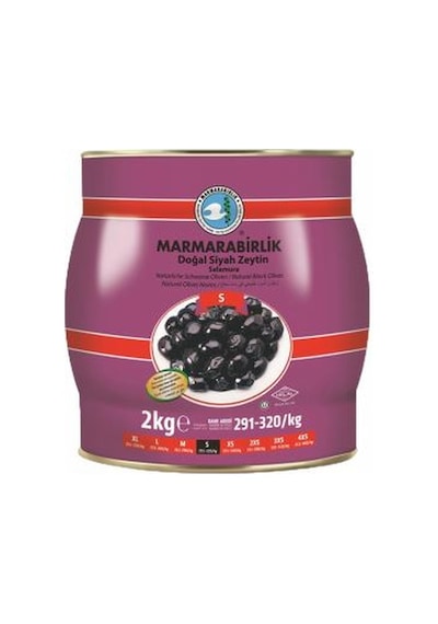 Marmarabirlik Doğal Salamura 291-320 KB S Siyah Zeytin Teneke 2 KG