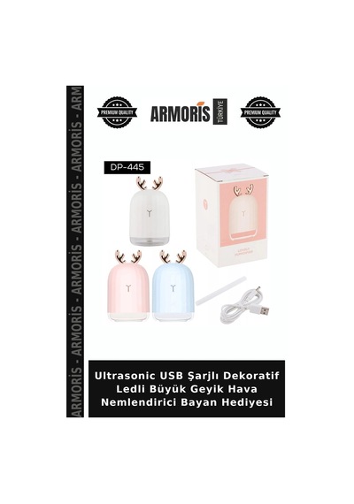 Ultrasonic Usb Şarjlı Dekoratif Ledli Büyük Geyik Hava Nemlendirici Bayan Hediyesi