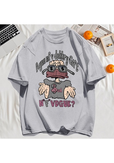 Startmore Y2k Vintage Tişört Tee Bir İnsan Gözlük Giyen Baskı Gri