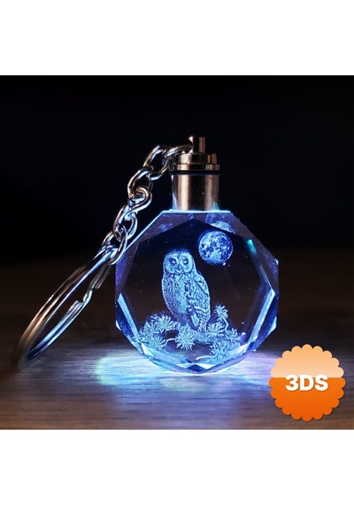 Baykuş Tasarımlı Işıklı Kristal Anahtarlık 10 Cm