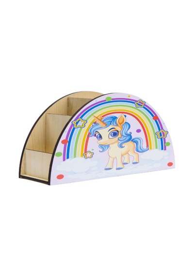 Deepcraft Çocuk Ahşap Masa Düzenleyici Organizer Masa Üstü Kalemlik & Organizer-babyunicorn Beyaz