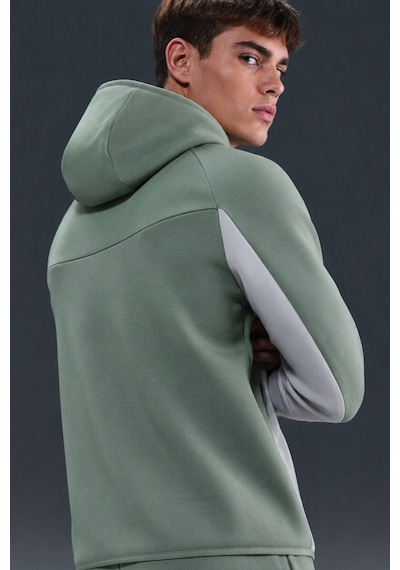 Nike Tech Fleece Full Zip Windrunner Hoodie Kapüşonlu Unisex Sweatshirt Yeşil Gri