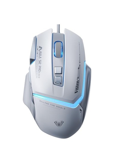 S12 Pro 12800 Dpı 8 Tuşlu Makrolu Kablolu Optik Gaming Oyuncu Mouse Beyaz