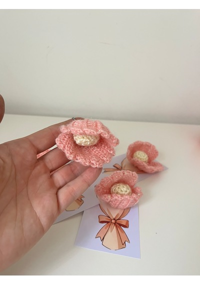 El Örgüsü İnci Detaylı Midye Anahtarlık/nişan Ve Nikah Hatırası 10'u Paket Pembe