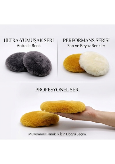 Performans Seri %100 Doğal Kuzu Postu Polisaj Keçesi 115 Mm Sarı