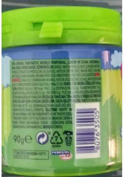 Big Babol Fantastic World Portakal Limon Elma Aromalı Ekşi Sakız 10 x 90 G