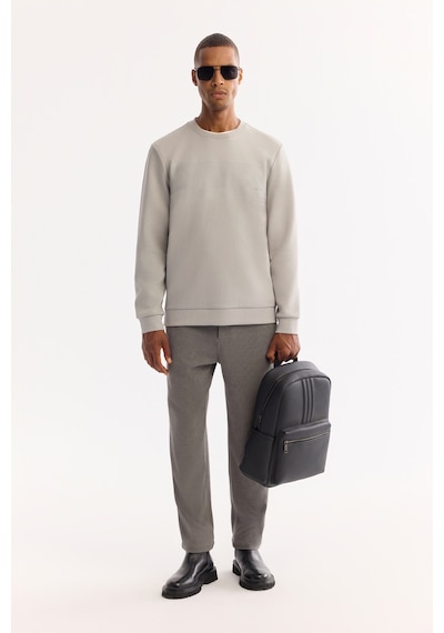 Avva Erkek Siyah Bisiklet Yaka Pamuklu Bi-stretch Baskılı Regular Fit Sweatshirt A52y1215 Gri
