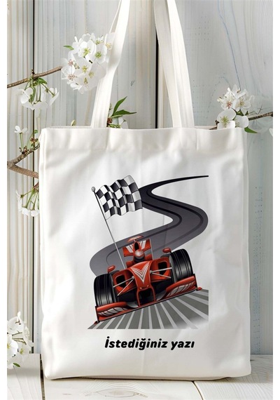 Art Hediye Karting Carting Baskılı Bez Çanta Kişiye Özel Model 3 Çok Renkli