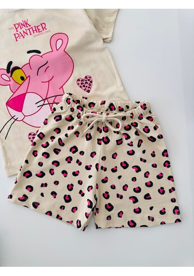 Miniğimin Cicileri Pink Panter Şortlu Kız Çocuk Penye Takım - Pembe