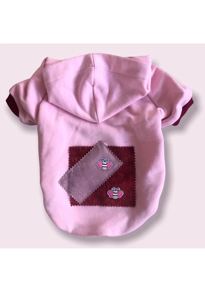 Kemique Pink Burgundy Bee Kapşonlu Köpek Sweatshirt Kemique Pink Burgundy Bee Kapşonlu Köpek Sweatshirt