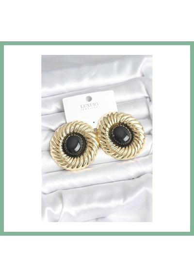 Bşkvirgo Pirinç Gold Renk Siyah Boncuklu Vintage Kadın Küpe Bsk2026