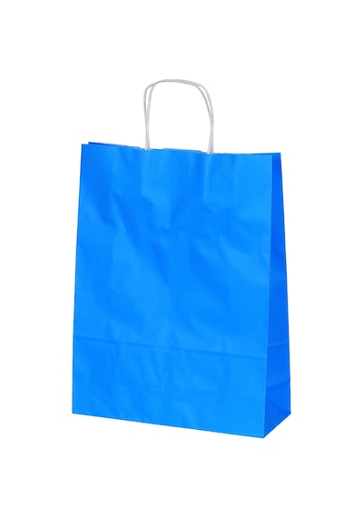 Burgu Saplı Mavi Kağıt Çanta 31x12x41 Cm - 25 Adet