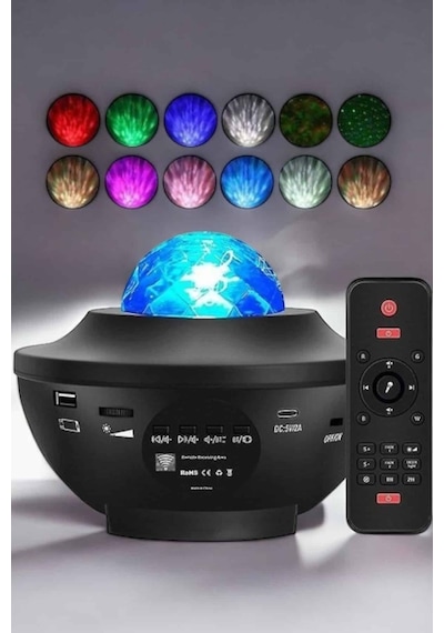 Çocuklara Özel Şarjlı Bluetooth Hoparlör Parti Led Lambası Yıldızlı Projeksiyon