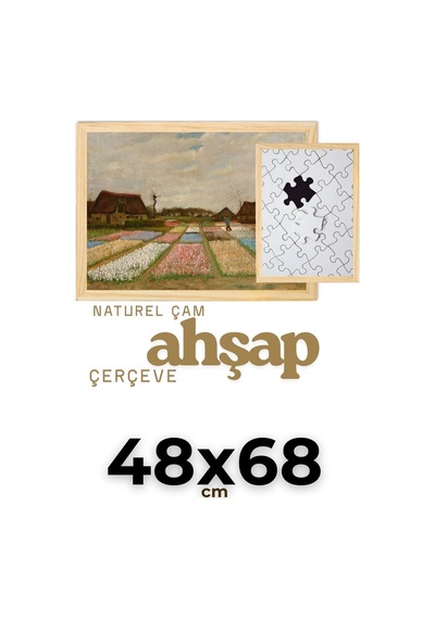 Ahşap-48x68 Ahşap Çerçeve 2cm En, 2,5cm Derinlik Puzzle Fotoğraf Poster Resim Çerçevesi Naturel Çam