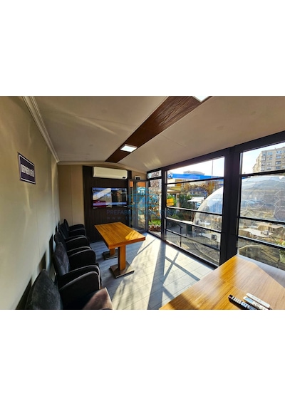 300 X 500 Teras Evim Tiny House Ahşap Desen Fugalı Betopan Kendinden Çatılı Tek Oda Giyotin Pencere