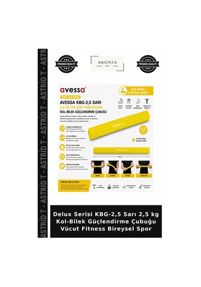 Delux Serisi Kbg-2,5 Sarı 2,5 Kg Kol-bilek Güçlendirme Çubuğu Vücut Fitness Bireysel Spor