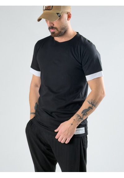 Cocopelli Oversize Beyaz Parçalı Siyah Erkek T-shirt Coc3074