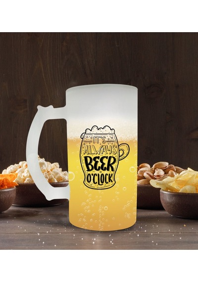 Bk Gift It's Always Beer O'clock Tasarımlı Buzlu Cam Bira Bardağı