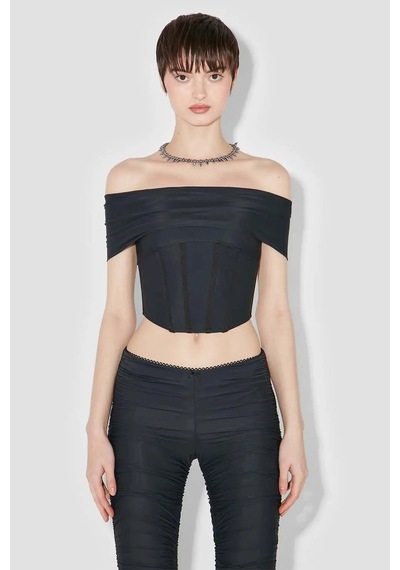 American Rag Cie Pandora Off Shoulder Korse Bluz - Şık Ve Rahat Tasarım, Renk Siyah