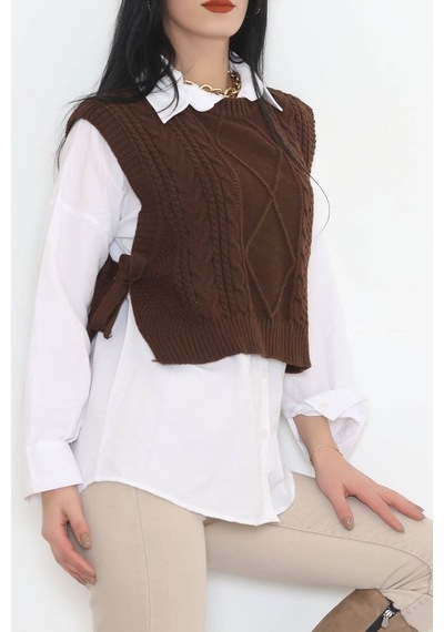 Bensu Store - Püsküllü Süveter Kahve - 355.1577. 001