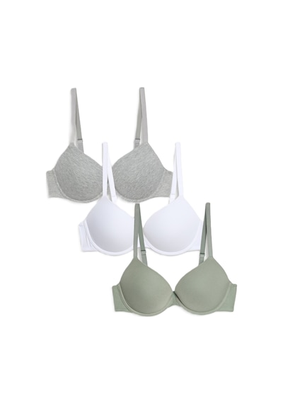 Marks & Spencer 3'lü Pamuklu Push Up T-Shirt Sütyeni T33006810 Yeşil