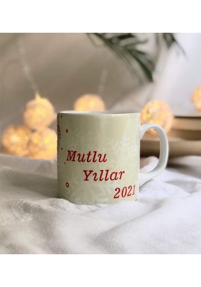 Mutlu Yıllar 2021 Tasarımlı Kupa Beyaz - Çok Renkli