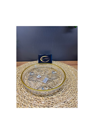Blınkmax Mini Ayaklı Sunumluk, Şekerlik Tabak, 18 Cm Pasta Tabağı, 1 Adet Cam Sunumluk Tabak Gold-yaldız-gümüş