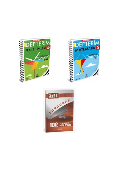 2027 Arı 5 Sınıf Defterim Fen Fenito Bilimleri + Matematik Matemito Konu + Anla Kazan Paragraf Deneme 3'lü Set