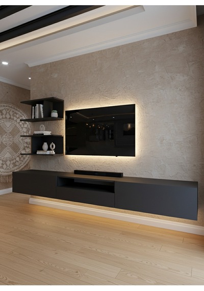 Resital Ledli Duvara Monte Tv Sehpası - Antrasit - W6015-4 Antrasit