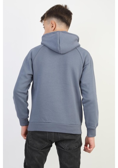 Kapüşonlu Fermuarlı Cepli Erkek Çocuk Sweatshirt-90916 İndigo