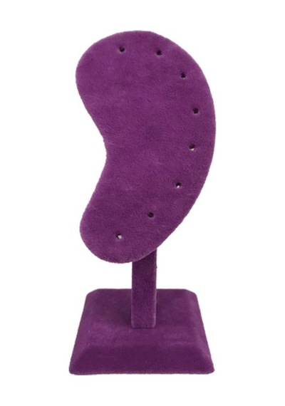 Süet Kumaş Mor Renk 15/5cm Ayaklı Küpe Sergileme Dekoru