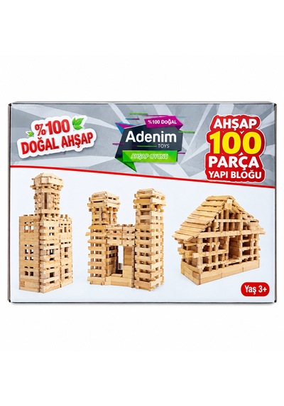 Wood City Blocks Ev Yapma Oyunu 100 Parça Ahşap Yapı Bloğu - %100 Doğal Ahşap Eğitici Zeka Blokları Ve Kule Oyunu