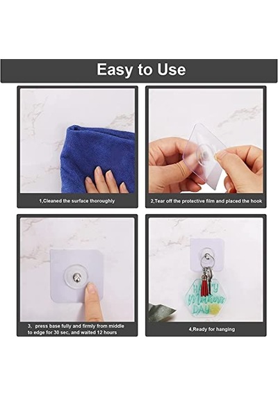 20'li Paket Yapışkan Vidalar Yapışkan Kancalar Şeffaf Yapışkan Çiviler Duvara Montaj Delme Gerektirmez Resim Ask Diğer