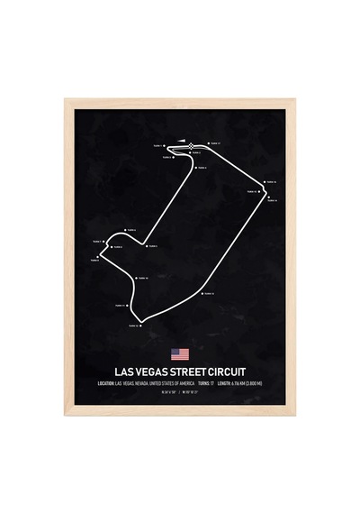 Las Vegas F1 Pisti Ahşap Çerçeveli Tablo Las Vegas Gp Poster Ahşap 01
