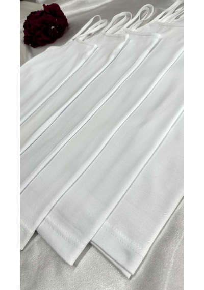 Berrak Clara Butik Kadın Beyaz 3'lü Paket Ip Askılı Pamuk Likralı Atlet 2128 Berrak Clara Butik Kadın Beyaz 3'lü Paket Ip Askılı Pamuk Likralı Atlet 2128