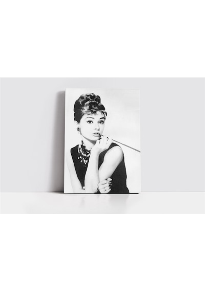 Siyah Beyaz Audrey Hepburn Kanvas Tablo-154422