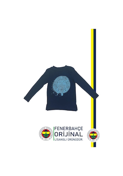 Fenerium Fenerbahçe Lisanslı Yaldızlı Fb Logo Gri Çocuk Sweat Ahşap Kutulu Lacivert