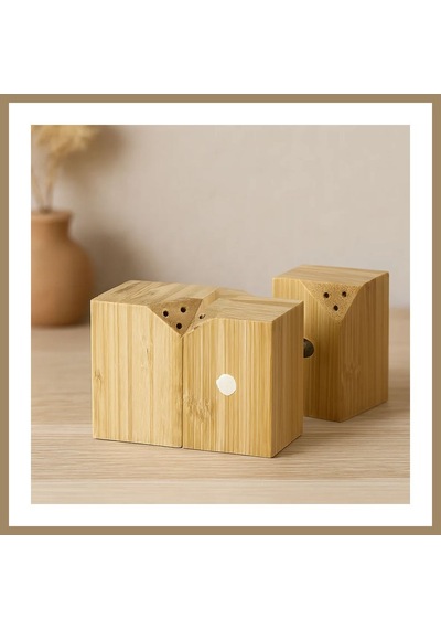 Bezos Bambu Mıknatıslı 2'li Tuzluk Ve Baharatlık Seti 5x5 Cm, Y:7 Cm 22
