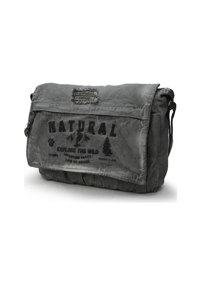 Cappadocia Vintage 4028 Gri Salaş Omuz Çantası Pamuk Kanvas Postacı 15.6 Laptop Okul Seyahat Günlük Vintage Retro Gri