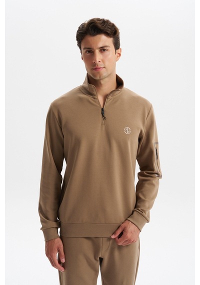 Ar-ma Erkek Slim Fit Dik Yaka Yarım Fermuar Pamuklu Sweatshirt Sol Kol Fermuar Cepli K30404685702 Gri-bej G8 Gri - Füme Ar-ma Erkek Slim Fit Dik Yaka Yarım Fermuar Pamuklu Sweatshirt Sol Kol Fermuar Cepli K30404685702 Gri-bej G8 Gri - Füme