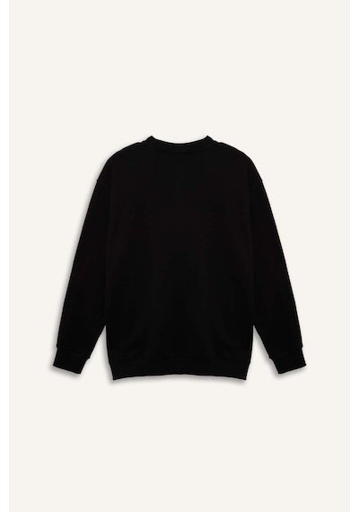 Defacto Boxy Fıt Bisiklet Yaka Pike Sweatshirt H1001ax26spbk81 Siyah-bk81