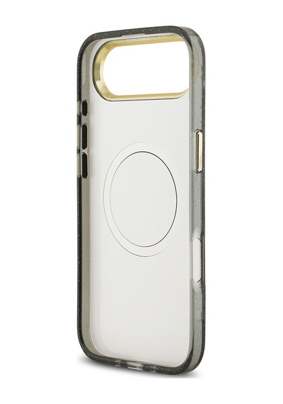 Apple Uyumlu iPhone 17 Air Kılıf Guess Lisanslı M-safeli Simli Çiçek Desenli Metal Kamera Çerçeveli Kapak Siyah Siyah