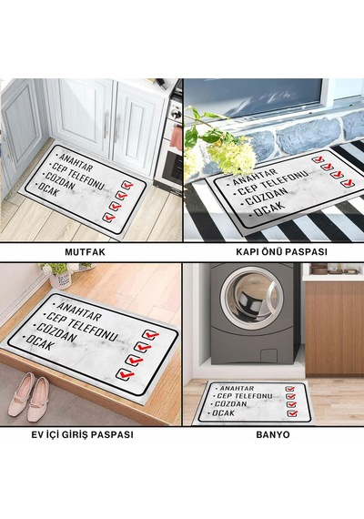 Dekoratif Kapı Önü Paspası - Kaymaz Taban 95 Çok Renkli