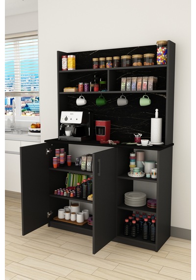 Asra Trend Kahve Köşesi KAHVE02 %100 MDF Çok Amaçlı Mutfak Dolabı Antrasit - Royal Mermer Asra Trend Kahve Köşesi KAHVE02 %100 MDF Çok Amaçlı Mutfak Dolabı Antrasit - Royal Mermer