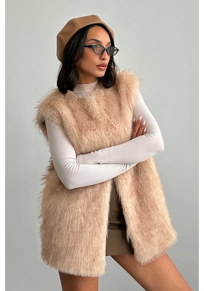 Verymoda Yapay Kürk Kadın Yelek Yumuşak Dokulu Vmf2038 Taş