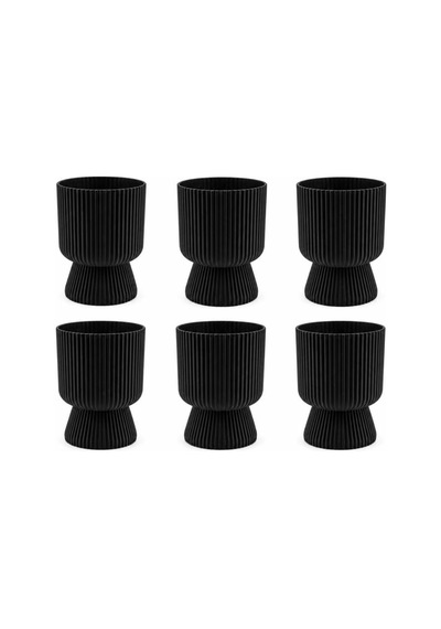 So-ltsa01 Lotus Ayaklı Plastik Vazo Çiçek Saksı 1.8 Litre No:1 Siyah 6 Adet