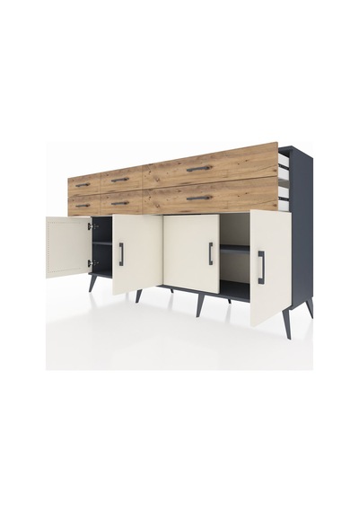 Hyperion Konsol 3 Raflı 6 Çekmeceli 4 Kapaklı 176x44x99 Antrasit- Antrasit-aytaşı/çam Hyperion Konsol 3 Raflı 6 Çekmeceli 4 Kapaklı 176x44x99 Antrasit- Antrasit-aytaşı/çam