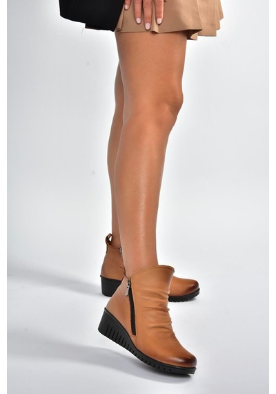 Fox Shoes V324200303 Taba Hakiki Deri Dolgu Tabanlı Kadın Bot Taba-hakiki Deri